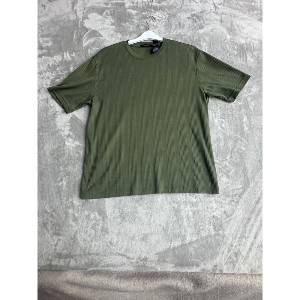 Claiborne‎ L Olive Green Ribbed Crew Neck Short Sleeve T-Shirt RN 52002